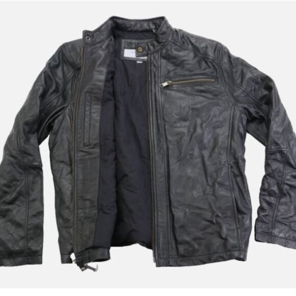 Andrew Marc New York Laser Leather Jacket Men's Size L Style MM3A1801 Black New